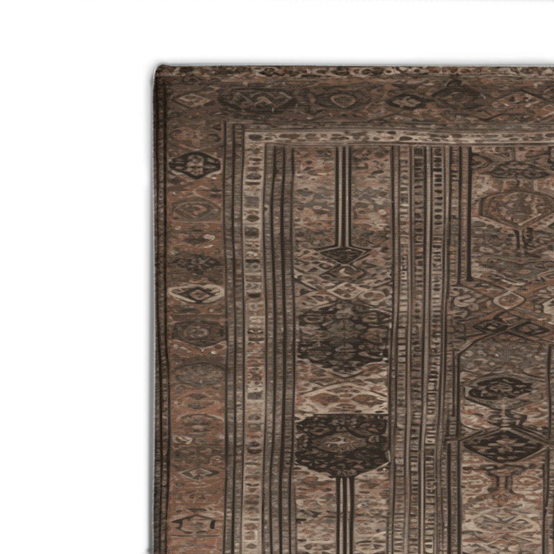 Persian Brown Indoor and Outdoor Area Rug, Rectangle 4' x 6'