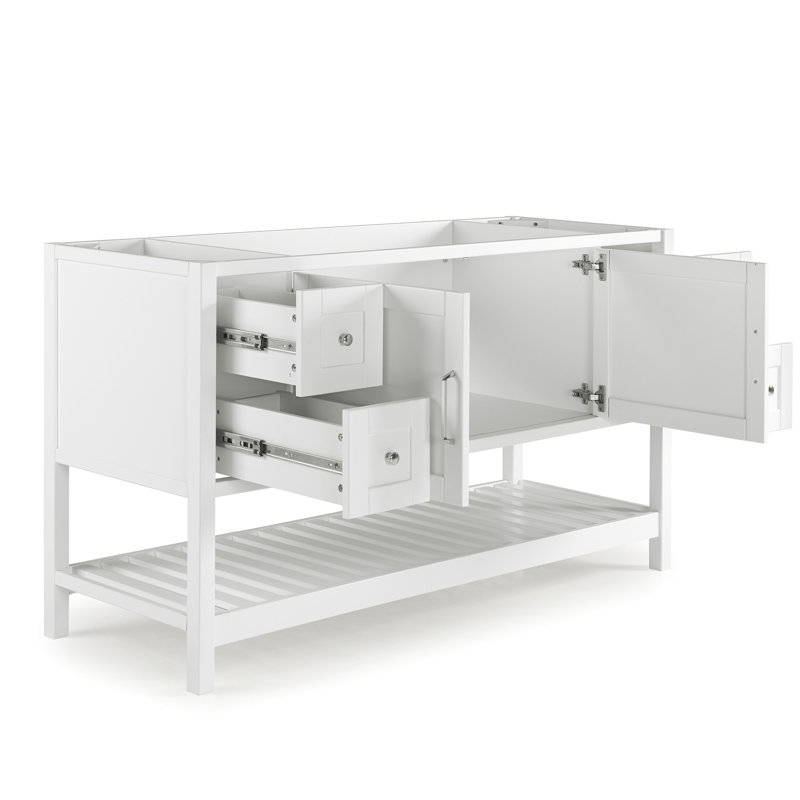 Caitline 60" W Modern Shaker Soft Close Doors Vanity Cabinet with Open Storage Shelf