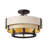 Blonde Moment 3-Light Semi-Flush Ceiling Light - Matte Black/Honey/Medium Oak