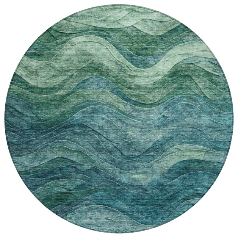 Tapis rond bleu 8 po