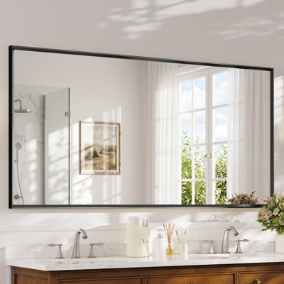 Miroir de salle de bain avec cadre en aluminium et verre trempé