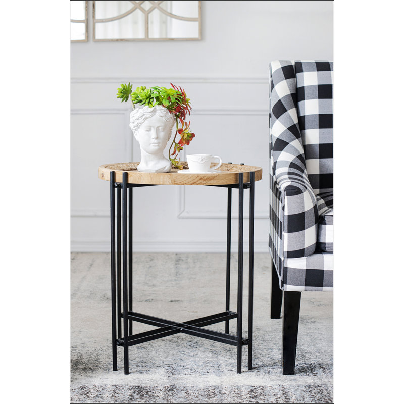 Table d'appoint ronde avec plateau en bois