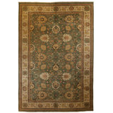 One-of-a-Kind Oriental Hand-Knotted Wool Green/Ivory/Beige/Brown Area Rug