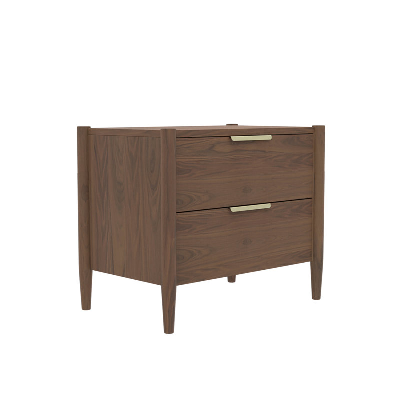 Table de chevet 2 tiroirs Reece, Noyer riche