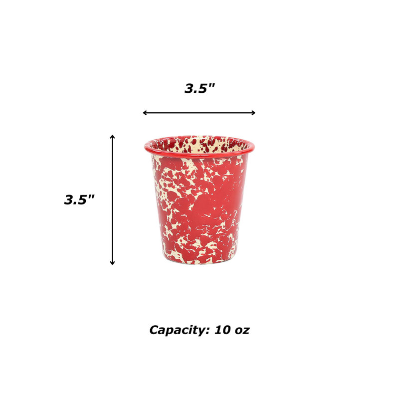 Crow Canyon Enamelware Splatter 14 oz Tumblers, Grey, Yellow, 3.5" H x 3.5" W x 3.5" D