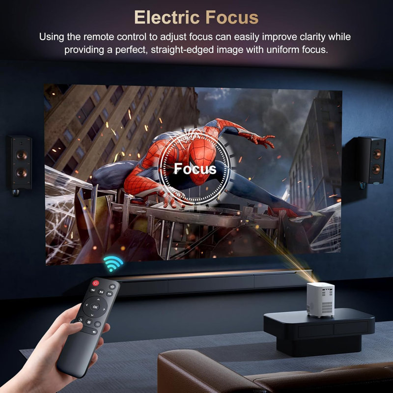 Projector with WiFi and Bluetooth, 1080P Outdoor Projector with Carry Bag, Portable Movie Projector with Zoom Function, Home Theater Projector for Phone/TV Stick/PC