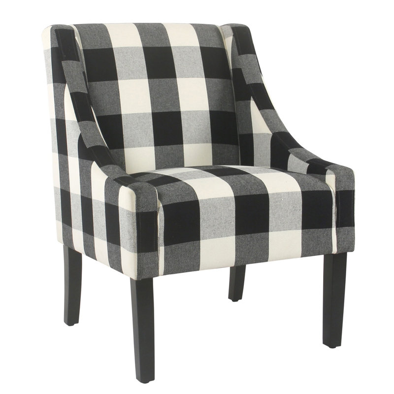 Fauteuil en coton de 24,75 po de large Gullo, Tissu écossais noir