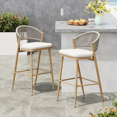 Moderne d'extérieur, siège de 30,25 po de hauteur, structure en aluminium, en forme de PE, de 2, finition érable, rouille, profondeur de 19,51 po, largeur de 22,07 po, coussin d'eau de 39,14 po, rembourrage en mousse avec style