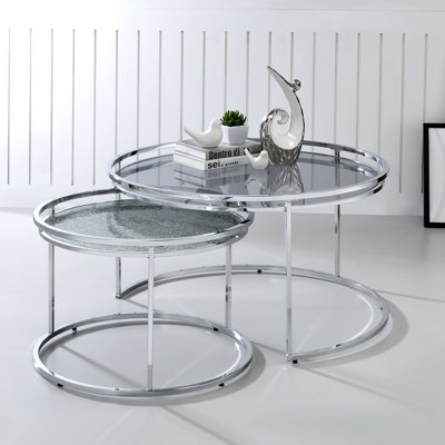 Autley 19.5" Height Glass Top Nesting Table