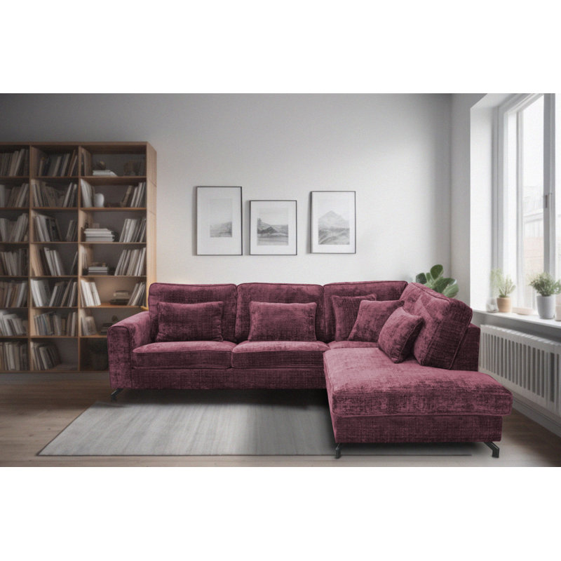 5 Seater Sofa & Chaise, Purple, Right Hand Facing
