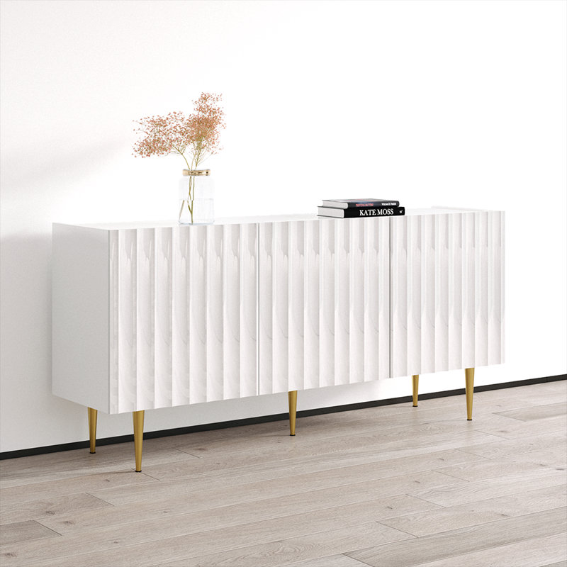 Rillie 63" Sideboard with High Gloss Finish, White