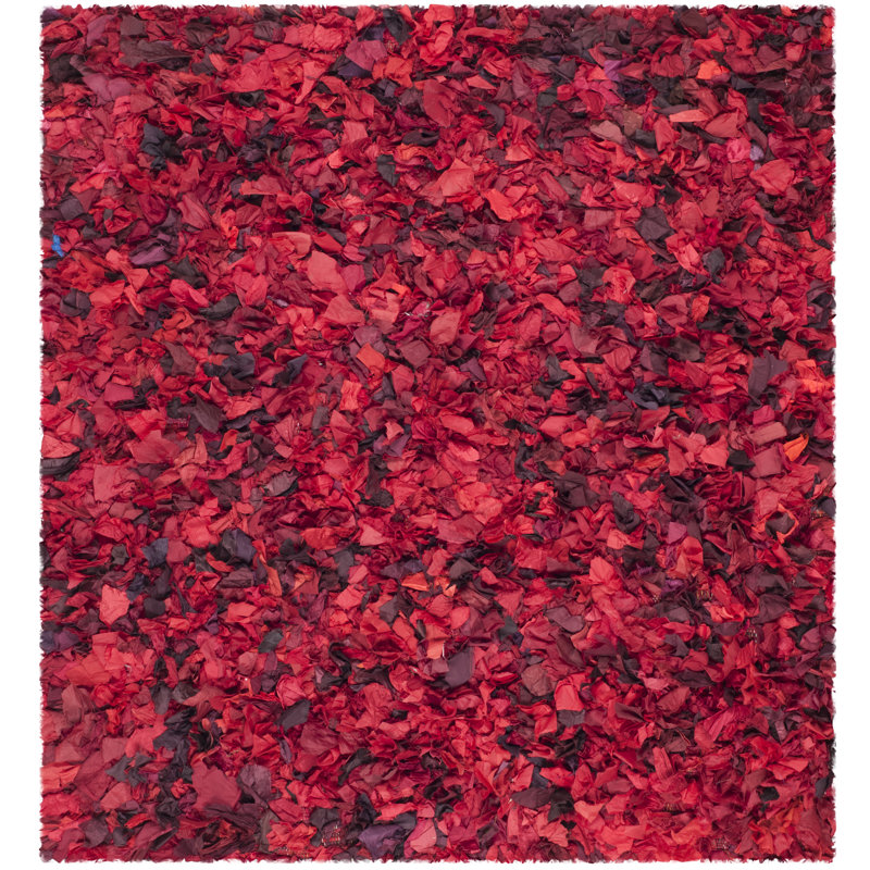 Tapis à poils longs tissé à la main Godsey, Carré 6 pi