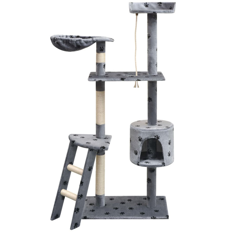 Amerina Cat Tree, 96 cm x 35 cm x 125 cm, Grey With Paw Prints