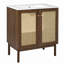 Meuble-lavabo de 30 po avec portes en bambou tissé à la main, armoire en panneau de fibres à densité moyenne et conception à fermeture en douceur