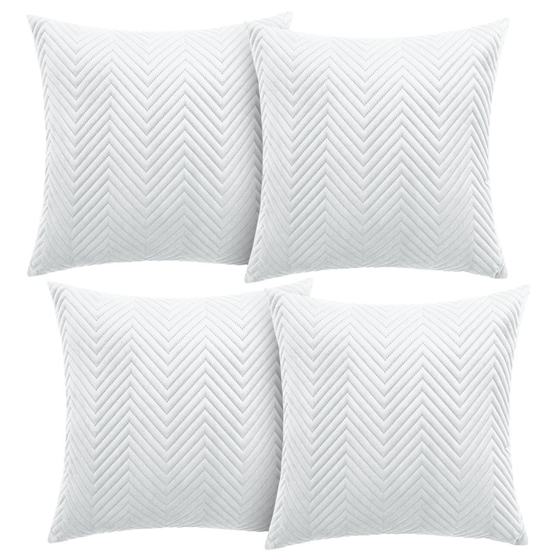Aspire Homeware Embossed Square Velvet Cushion Cover, White, Pack of 4