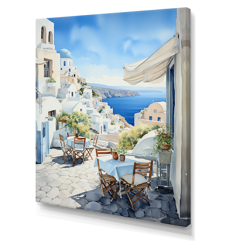 Village côtier de Santorin en Grèce 5 - Grèce, art mural, Toile tendue, H 32 po x l 24 po x P 1 po