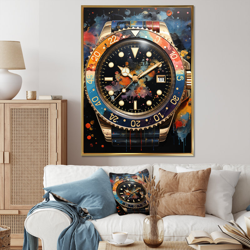 «Luxury Watch Diamond Dusk II», reproduction sur toile, 40" H x 30" W, Cadre flottant doré