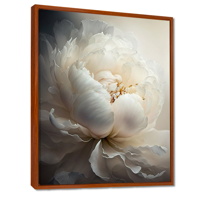 Pivoine fleur VII - pivoines, art mural, H 32 po x l 16 po, Cadre flottant brun