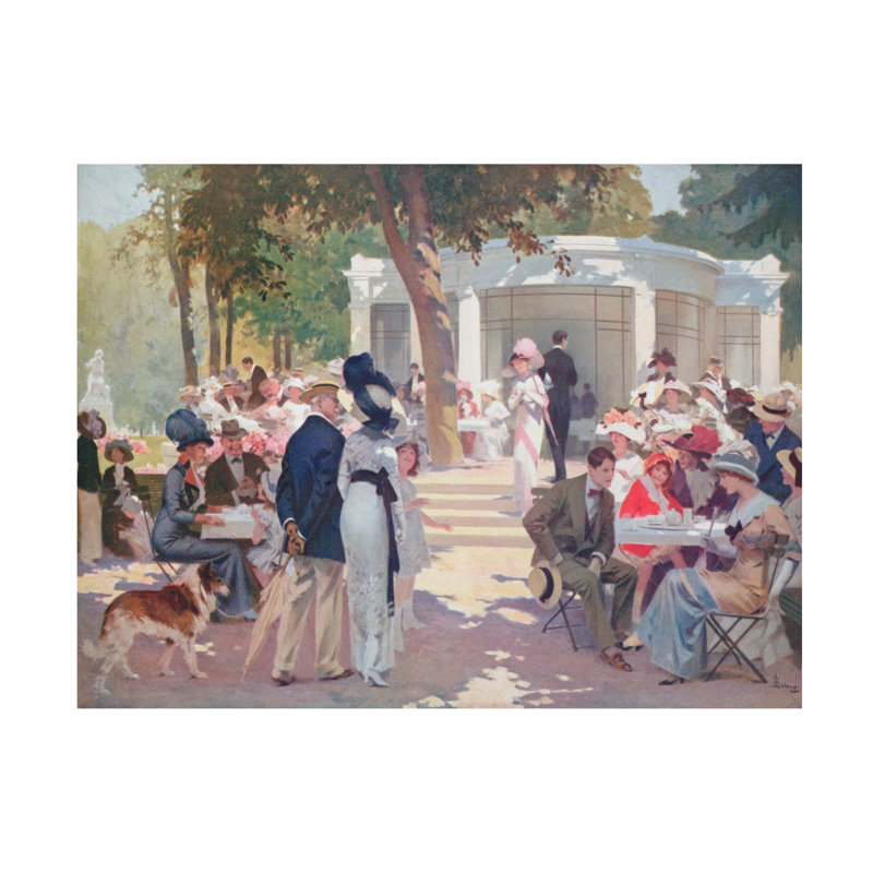 Illustration sur toile de Rene Lelong Vittel, station thermale de la fin du 19e siècle, H 24 po x l 32 po