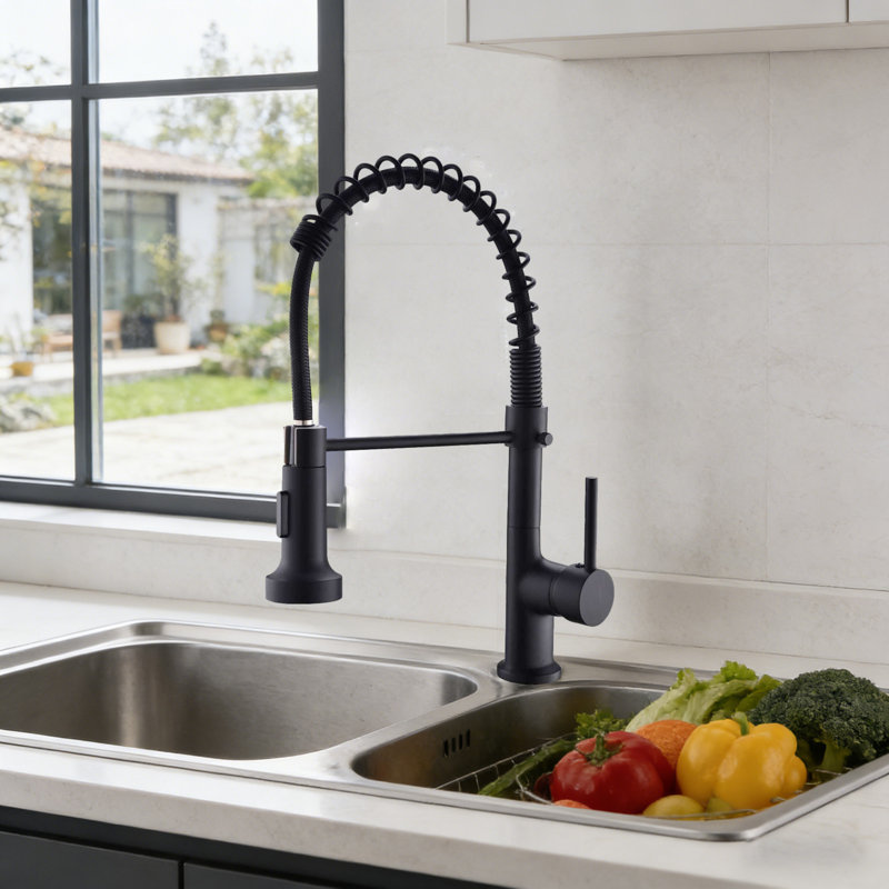 Kitchen Faucet With Pull Down Sprayer, Kitchen Sink Faucet, Black