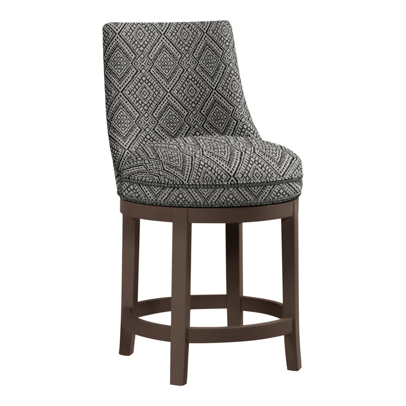Vesper Upholstered Counter Stool with Solid Wood Frame, Hazelnut, Perigold Iguazu Noir