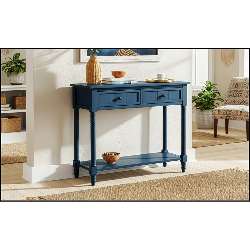 Console Daisy Series avec deux tiroirs et une tablette inférieure, conception traditionnelle pour un rangement et une présentation polyvalents
