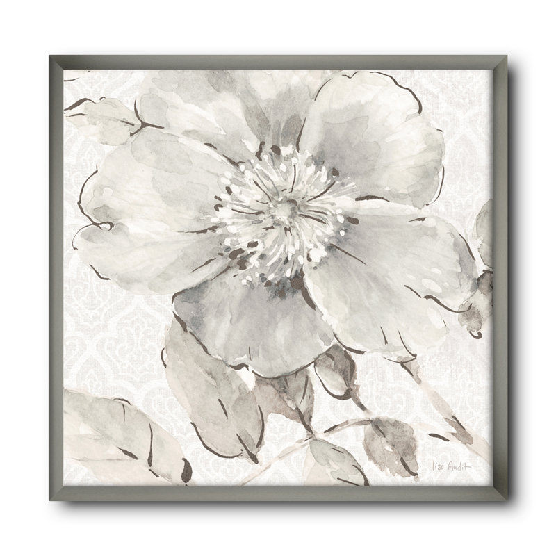 " Indigold Gray Peonies II ", Silver Framed, 16" H x 16" W x 1" D