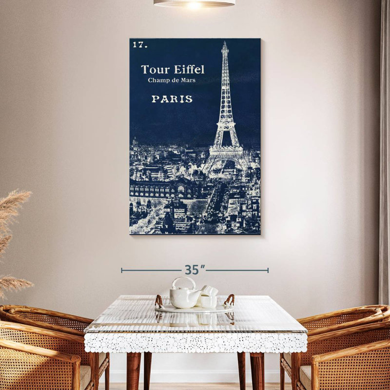 Lilie Blueprint Eiffel Tower, 48" H x 32" W