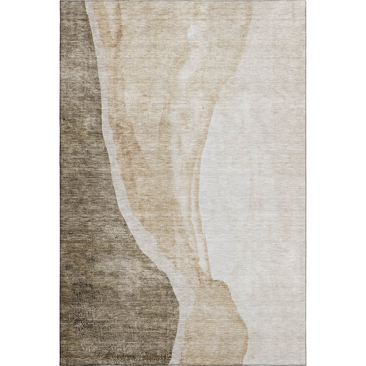 Premium Machine Washable Prisco Brown Rug