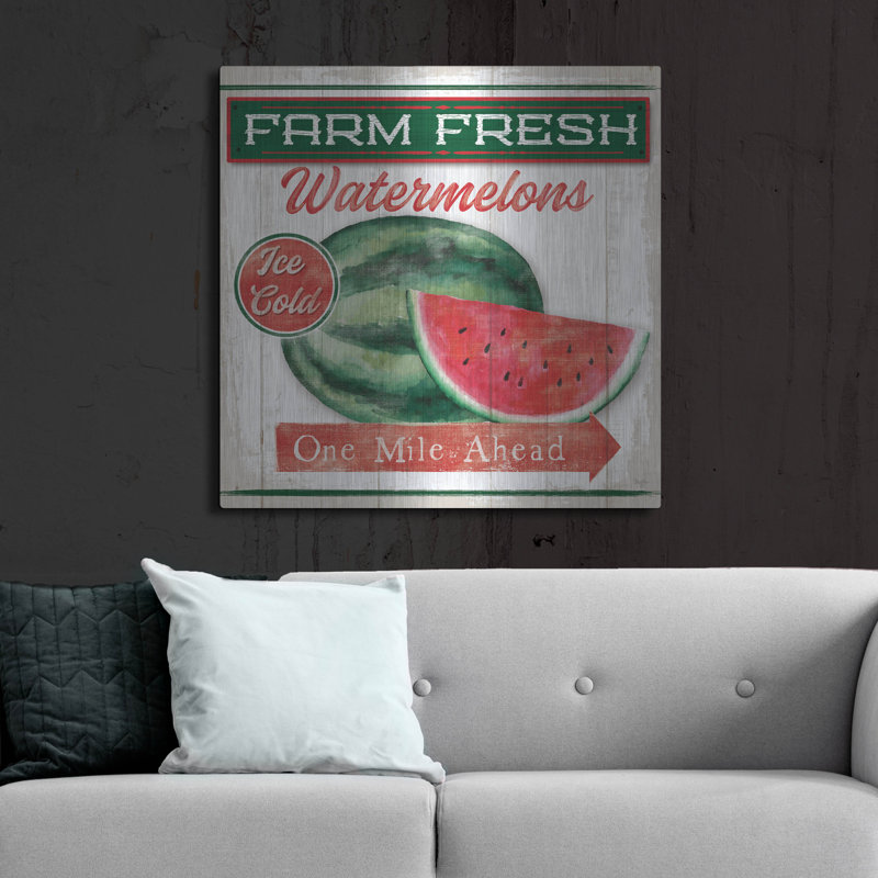 Luxe Watermelon Farm par Mollie B, Meta «Watermelon Farm» par Mollie B Art, H 36 po x l 36 po