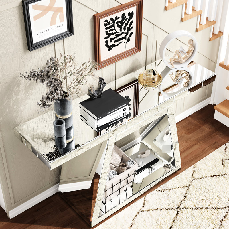 55,5 "Table de vestibule 55,9" moderne avec base stable, rangement ouvert pour la console d'escalier