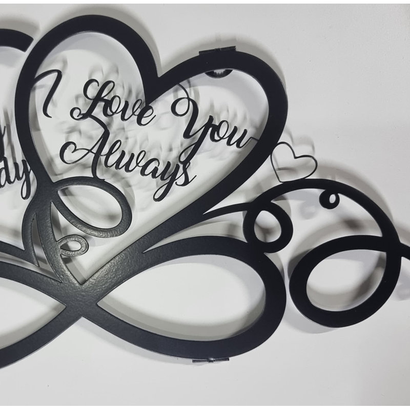 Coeurs et infini, décoration murale en métal Love Art avec votre texte personnalisé pour mariage, cadeau de la Saint-Valentin