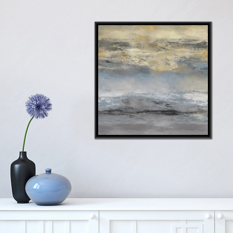 « terra », reproduction sur toile, H 18 po x l 18 po x P 1,5 po, Toile encadrée noire, Pas de tapis