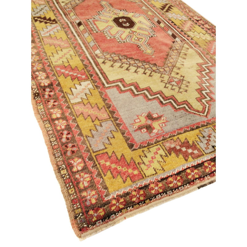 Isabelline Vintage Oushak Coral Lamb's Wool Area Rug- 3'7" X 6'9"