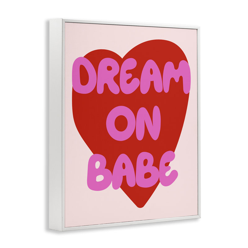 Dream On Babe, cœur rouge, estampe numérique, design par House of Lulu, H 30 po x l 24 po