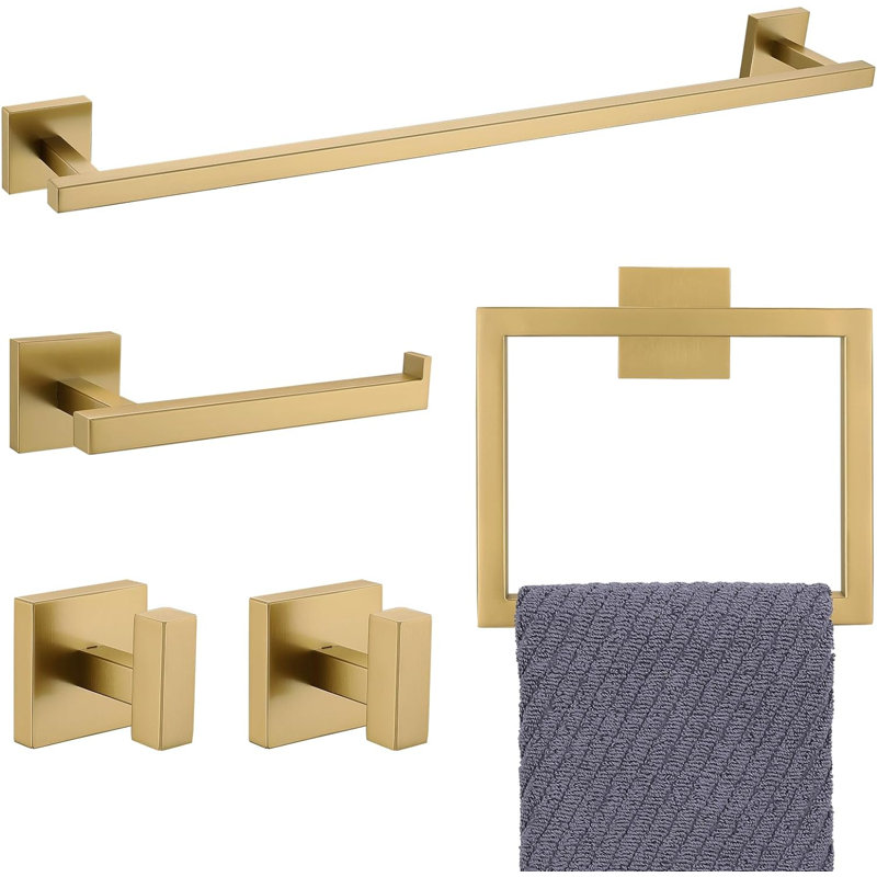 4 - Piece Bathroom Hardware Set, Brushed Gold