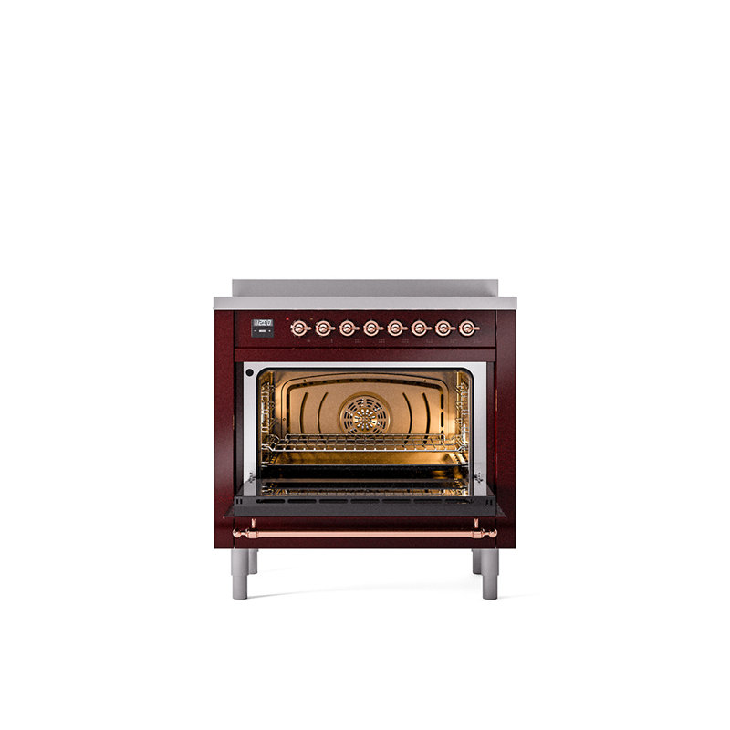 ILVE Nostalgie II 36 in Induction Range, Burgundy/Copper