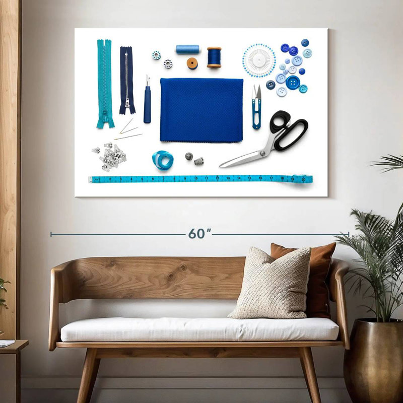 Senne Blue Sewing Kit, 34" H x 51" W
