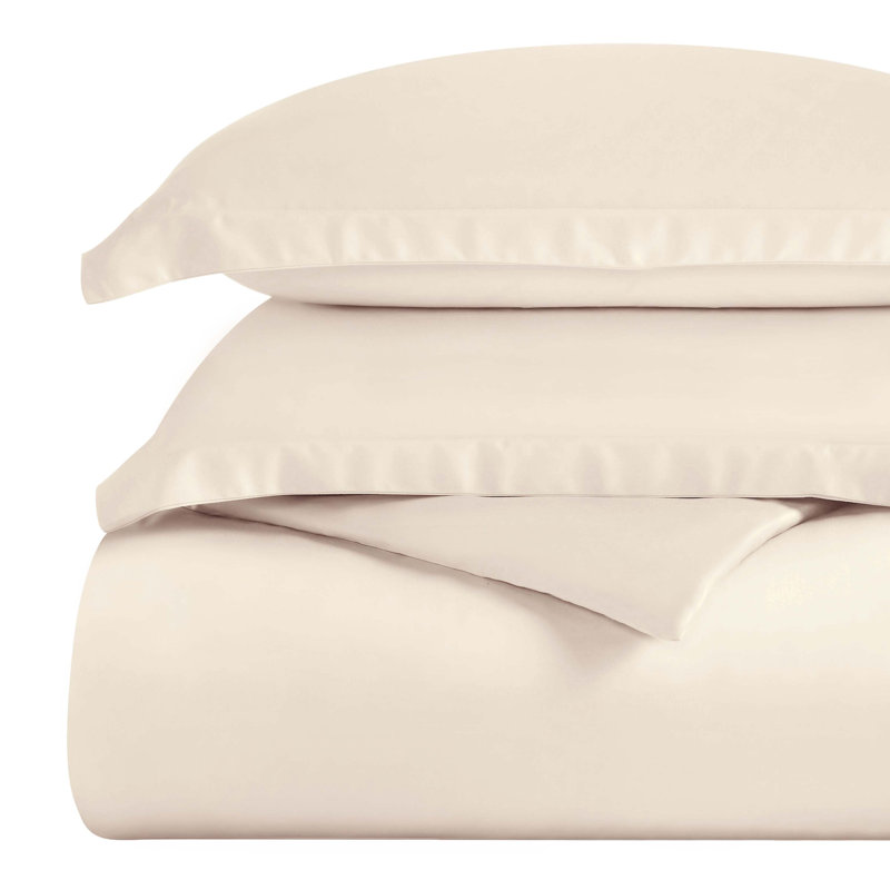 Mitchell Egyptian Cotton Blend 300 Thread Count Solid Duvet Cover Set With Pillow Shams, Ivory
