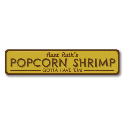 Popcorn Shrimp Aluminum Sign