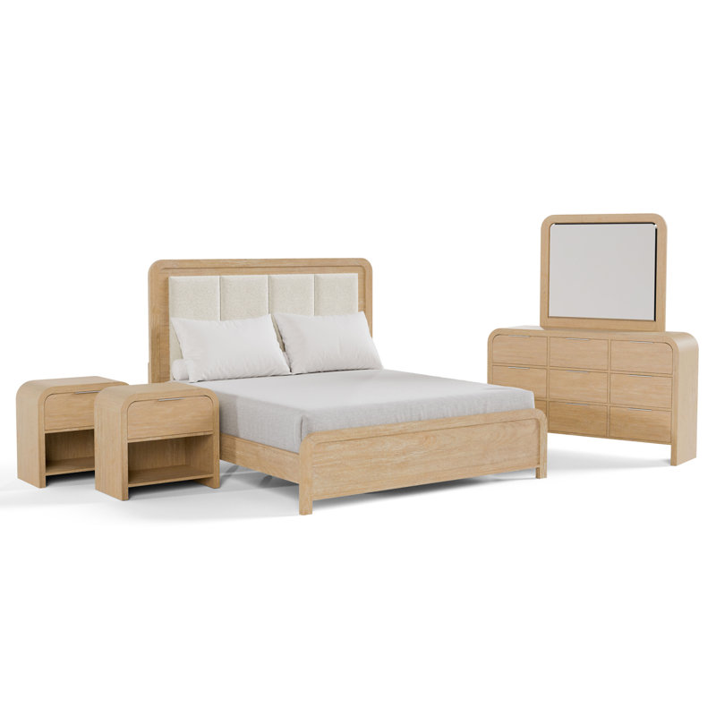 Ensemble de chambre à coucher Beaucet, Grand lit, Ensemble de cinq pièces : lit + deux tables de ch
