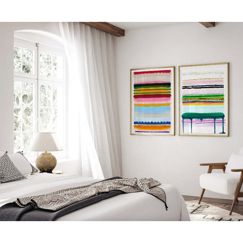 Heartbeat Stripe By Kristi Kohut, White Wood, 18" H x 24" W