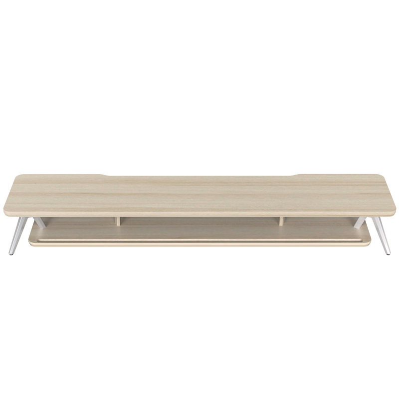 Support double pour écran, support pour écran pour 2 écrans, tablette de bureau en bois de 42,5 pouces, Chêne