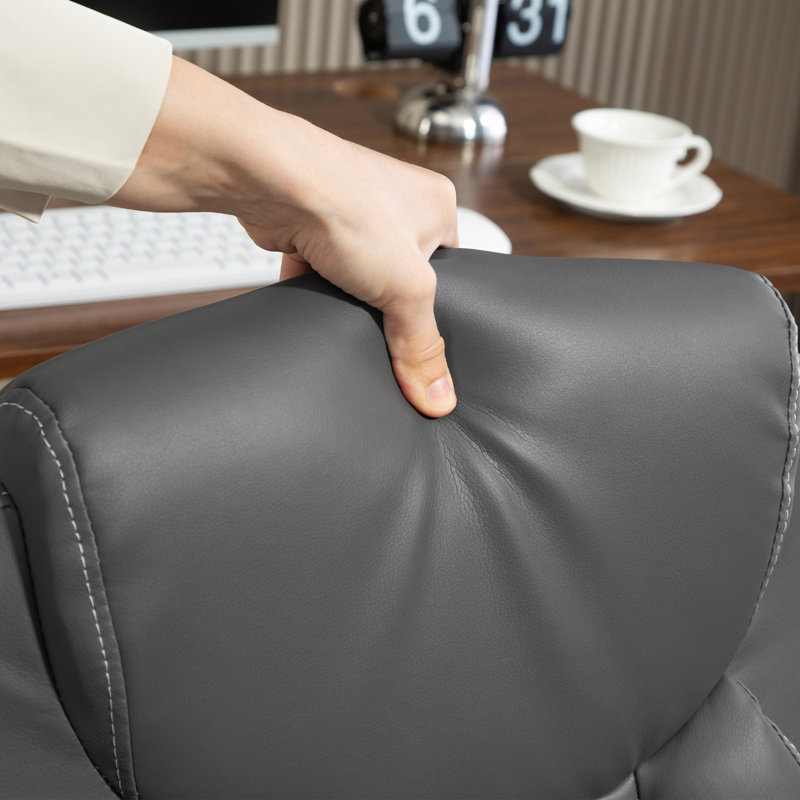 Office Chair, Charcoal , Faux Leather