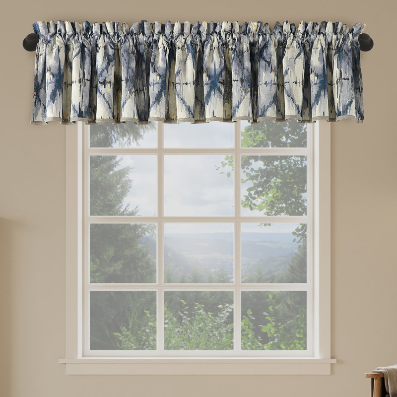 Keaton Geometric Watercolor Room Darkening Rod Pocket Curtain Valance