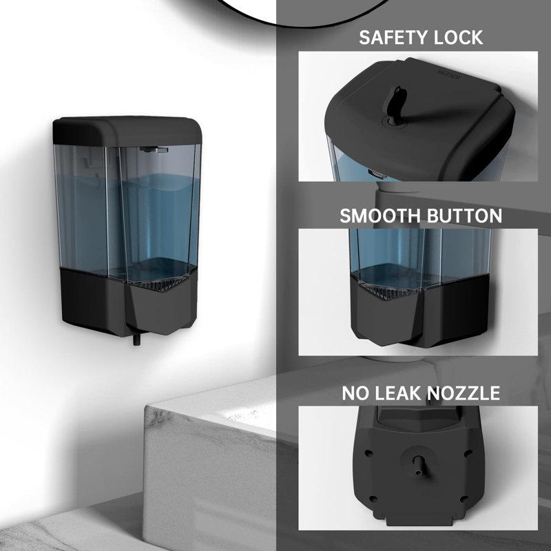 Distributeur de savon liquide mural (noir), Plastique