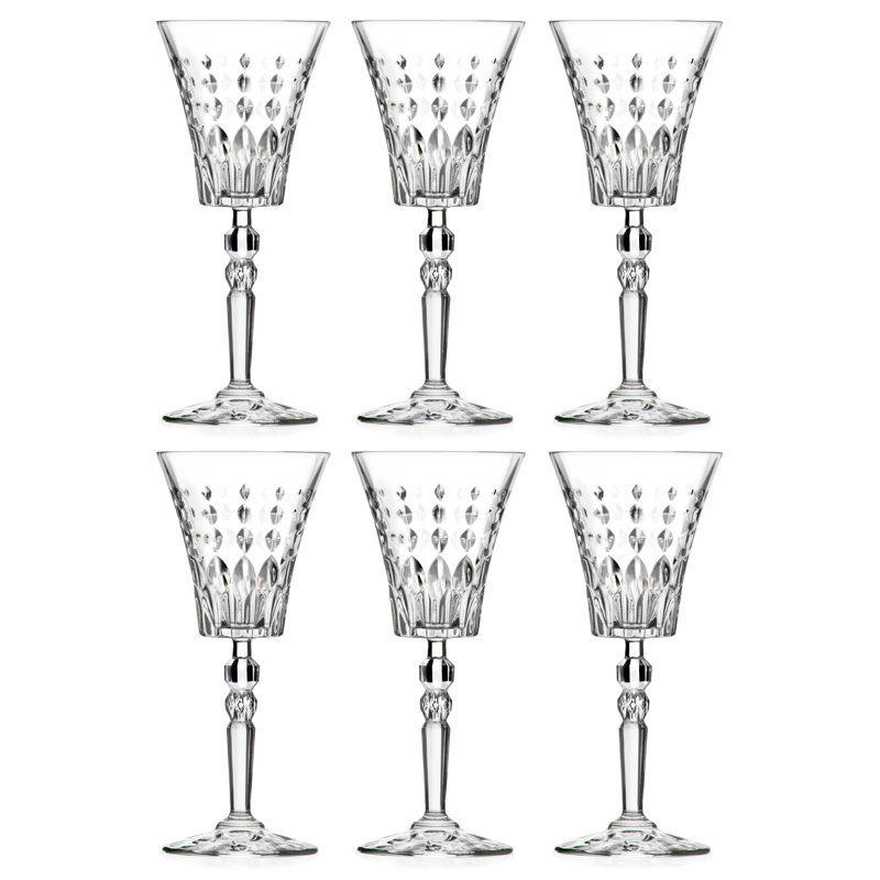Goblet - Stemmed Glasses - Set of 6 Goblets - 7 oz. Beautifully Designed - Made in Europe