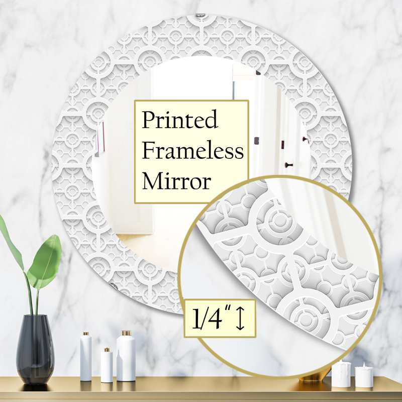 Printed Modern Mirror - Oval or Round Wall Mirror, 31.5" H x 31.5" W,  Geometric 2