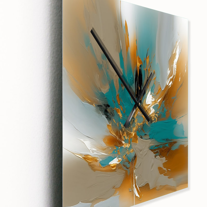 Iowerth - Horloge murale abstraite en marbre surdimensionnée, H 32 po x l 16 po