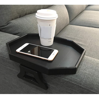 Sofa Armrest Clip Table – No-Slip Couch Tray For Drinks, Snacks, Remote – Adjustable Armchair Table For Living Room, Bedroom, Dorm – Fits Most Armrests (Black)